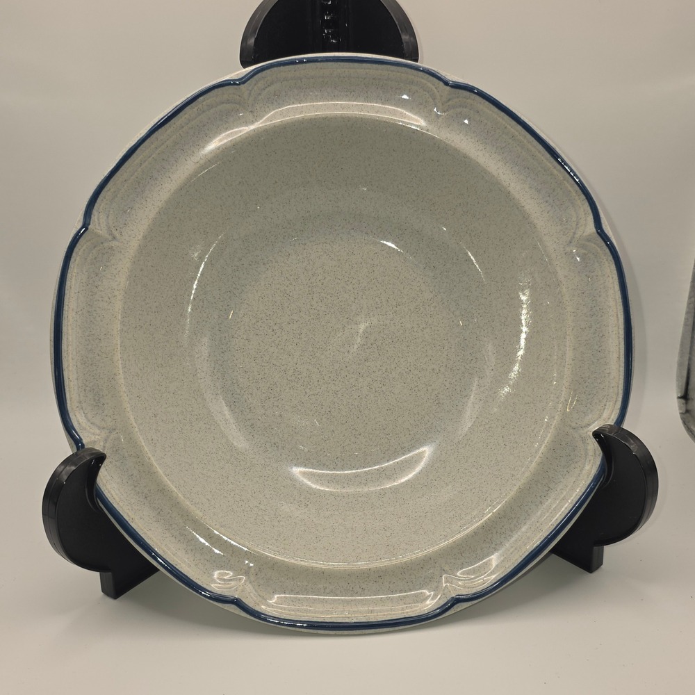International China Stoneware Heritage Pattern Serving Bowl Gray Blue Japan 9"